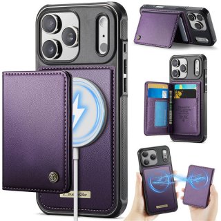 CaseMe iPhone 17 Pro 2-in-1 Detachable Magnetic Wallet Case with RFID Blocking, Card Holder & MagSafe Compatible - Purple