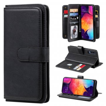 Samsung Galaxy A50 Multi-function 10 Card Slots Wallet Case Black