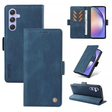 YIKATU Samsung Galaxy A54 5G Skin-touch Wallet Kickstand Case Blue