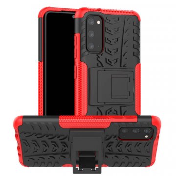 Samsung Galaxy S20 Hybrid Rugged PC + TPU Kickstand Case Red