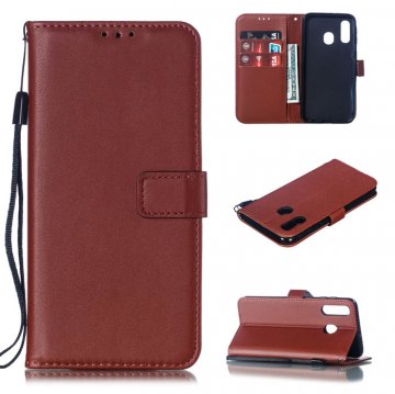 Samsung Galaxy A40 Wallet Magnetic Kickstand Leather Case Brown