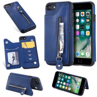 iPhone 7/8 Wallet Magnetic Kickstand Shockproof Cover Blue