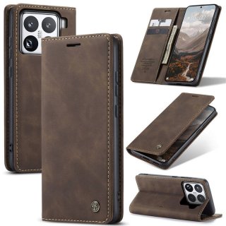 CaseMe Xiaomi 15 Pro Wallet Magnetic Suede Leather Case Coffee
