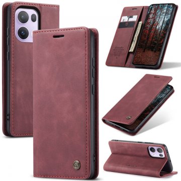CaseMe OPPO Reno13 Pro Wallet Magnetic Suede Leather Case Red