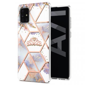 Samsung Galaxy A71 5G Flower Pattern Marble Electroplating TPU Case Crown