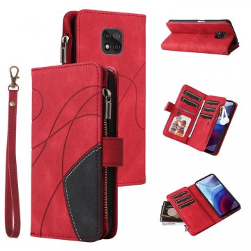 Moto G Power 2021 Zipper Wallet Magnetic Stand Case Red