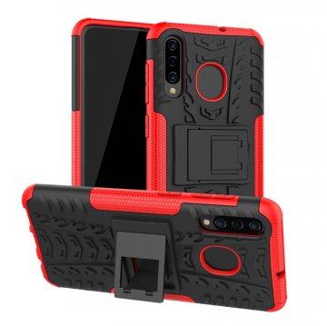 Samsung Galaxy A30 Hybrid Rugged PC + TPU Kickstand Case Red