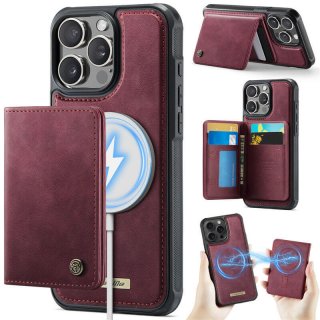 CaseMe iPhone 13 Pro Max 2-in-1 Detachable Magnetic Wallet Case with RFID Blocking, Card Holder & MagSafe Compatible - Red