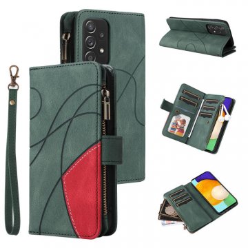 Samsung Galaxy A52 5G Zipper Wallet Magnetic Stand Case Green