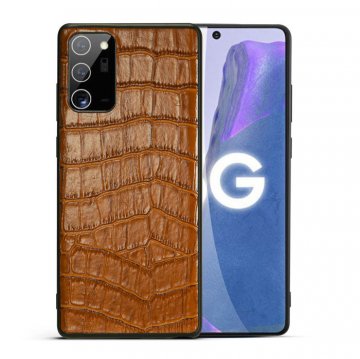 Genuine Leather Samsung Galaxy Note 20 Crocodile Pattern Cover Brown