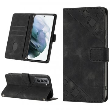 Skin-friendly Samsung Galaxy S21 Wallet Stand Case with Wrist Strap Black