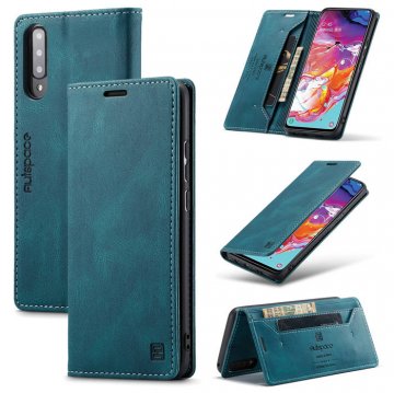 Autspace Samsung Galaxy A70 Wallet Kickstand Magnetic Case Blue