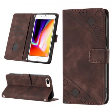 Skin-friendly iPhone 8 Plus/7 Plus Wallet Stand Case with Wrist Strap Coffee