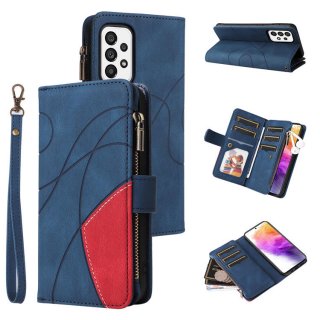 Samsung Galaxy A73 5G Zipper Wallet Magnetic Stand Case Blue