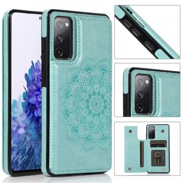 Mandala Embossed Samsung Galaxy S20 FE Case with Card Holder Green