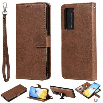 Huawei P40 Pro Wallet Detachable 2 in 1 Stand Case Brown