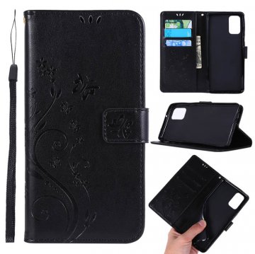 Samsung Galaxy S20 Butterfly Pattern Wallet Magnetic Stand Case Black