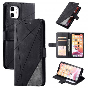 iPhone 11 Wallet Splicing Kickstand PU Leather Case Black