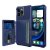 Kickstand Card Holder PU Leather Coated TPU Phone Case Blue