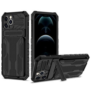 iPhone 12 Pro Max Card Slot Kickstand Shockproof Case Black