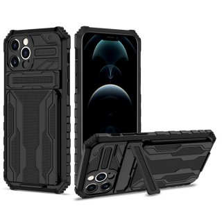 iPhone 12 Pro Card Slot Kickstand Shockproof Case Black