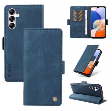 YIKATU Samsung Galaxy A14 5G Skin-touch Wallet Kickstand Case Blue