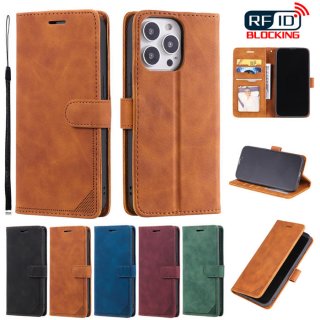 iPhone 13 Pro Wallet RFID Blocking Kickstand Case Brown