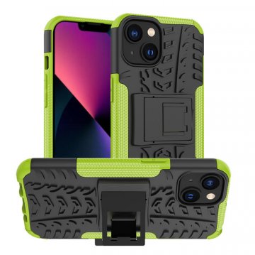 Dual Layer Hybrid Anti-Slip iPhone 14 Kickstand Case Green