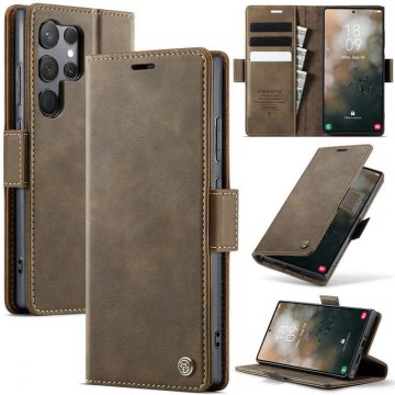 CaseMe Samsung Galaxy S23 Ultra Magnetic Wallet Case with RFID Blocking Coffee