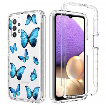 Samsung Galaxy A32 5G Clear Bumper TPU Blue Butterfly Case