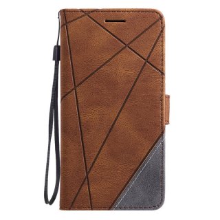 iPhone XS Max Wallet Splicing Kickstand PU Leather Case Brown