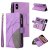 iPhone XS Max Zipper Wallet Magnetic Stand Case Purple