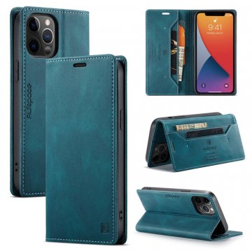 Autspace iPhone 12 Pro Wallet Kickstand Magnetic Shockproof Case Blue