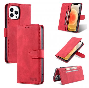AZNS iPhone 12 Pro Max Vintage Wallet Magnetic Kickstand Case Red