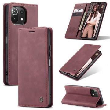 CaseMe Xiaomi Mi 11 Lite Wallet Kickstand Magnetic Flip Case Red