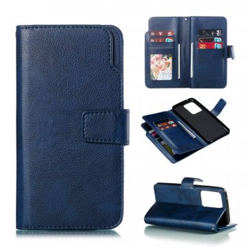 Samsung Galaxy S20 Plus Wallet 9 Card Slots Magnetic Stand Case Blue