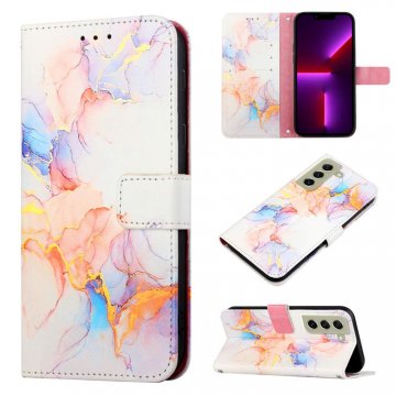 Marble Pattern Samsung Galaxy S21 FE Wallet Case Marble White