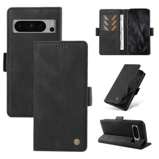 YIKATU Google Pixel 8 Pro Skin-touch Wallet Kickstand Case Black