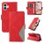 For iPhone 16 Plus Color Splicing Wallet Magnetic Kickstand Case Red