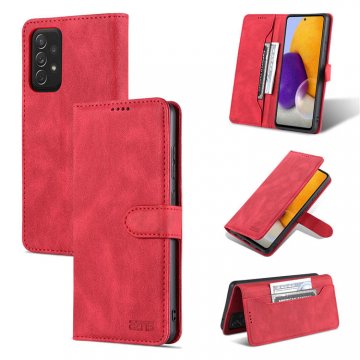 AZNS Samsung Galaxy A72 5G Wallet Kickstand Magnetic Case Red