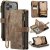 CaseMe iPhone 17 Pro Wallet Kickstand Case with Wrist Strap Coffee