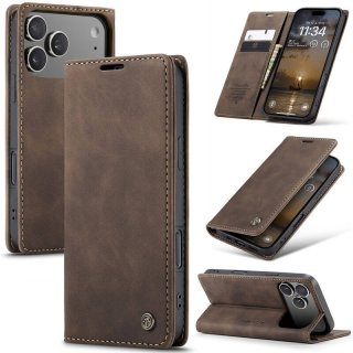 CaseMe iPhone 17 Pro Max Wallet Magnetic Suede Leather Case Coffee