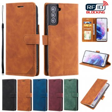 Samsung Galaxy S21 Plus Wallet RFID Blocking Kickstand Case Brown