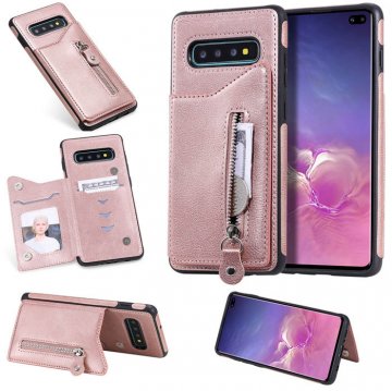 Samsung Galaxy S10 Plus Wallet Magnetic Shockproof Cover Rose Gold