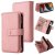 iPhone 14 Wallet 15 Card Slots Case with Wrist Strap Pink