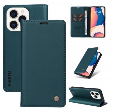 YIKATU iPhone 14 Pro Max Wallet Kickstand Magnetic Case Blue