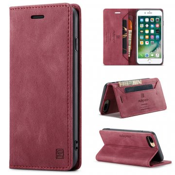 Autspace iPhone 7 Plus/8 Plus Wallet Kickstand Magnetic Shockproof Case Red