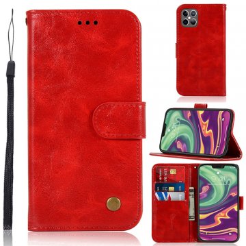 iPhone 12/12 Pro Premium Vintage Wallet Kickstand Case Red