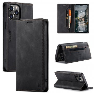 Autspace iPhone 14 Pro Max RFID Blocking Wallet Case Black