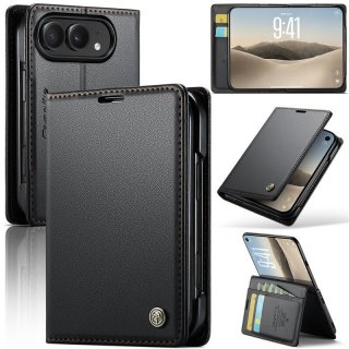 CaseMe iPhone Duo Wallet Case with 2 Card Slots, RFID Blocking & Wireless Charging Black